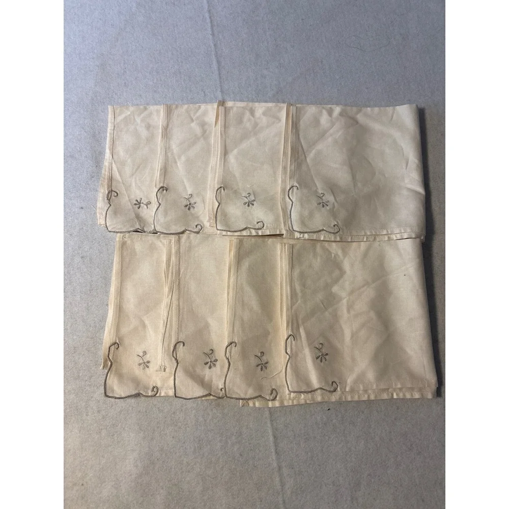 Unbranded Cloth Napkins Unisex 15x15 Cream  Vintage Embroidered Linen 8pc